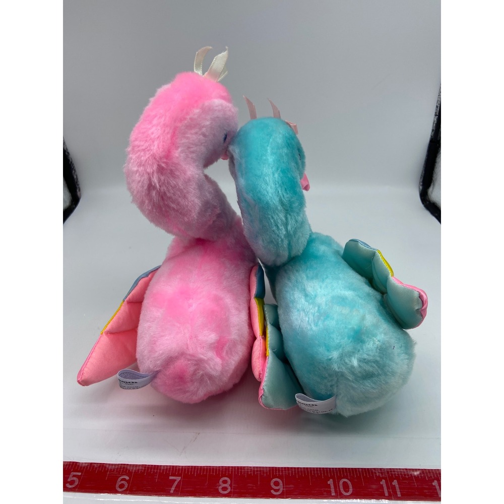 Vintage Commonwealth Beautiful Swans (2) Small Pink Blue Rainbow - Picture 6 of 12